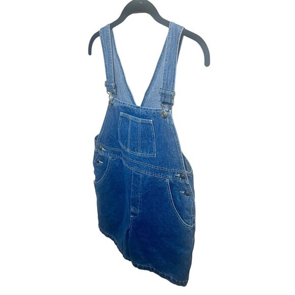 Vintage L.L. Bean Girls Denim Overall Shorts Carpenter Pockets Size Large 14/16 - Picture 2 of 9